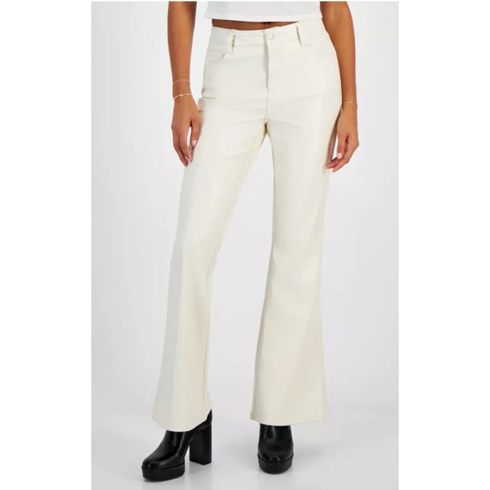 Dollhouse Juniors' Faux-Leather FivePocket Flare Pants 11/12